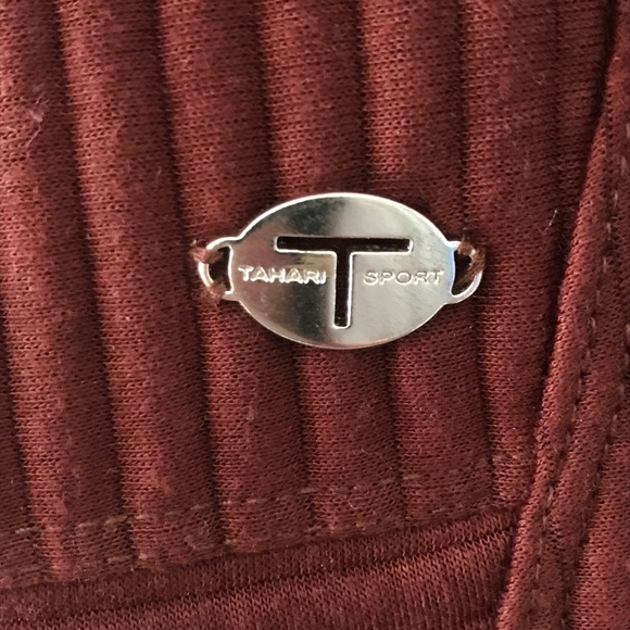 Tahari Sport Cinnamon Rust High Neck Ribbed Box Cut Long Sleeve Top - Picture 8 of 11